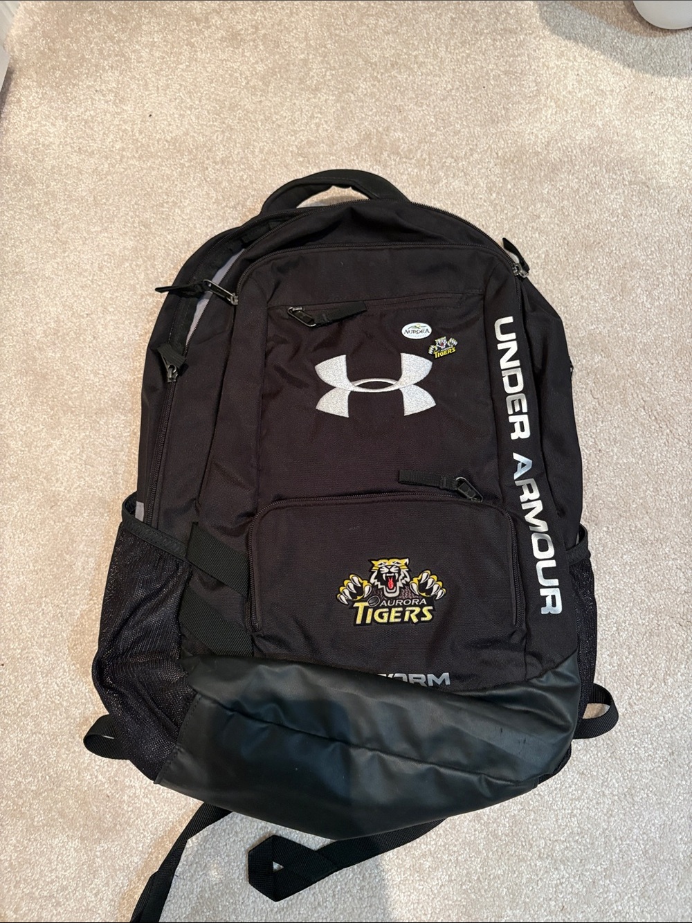 Under Armour Black Backpack with Aurora Tigers Patch